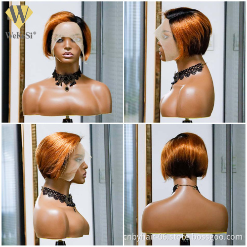 Perruque pixie cut human hair wig for black women,wholesale glueless 13x4 LACE FRONT peruvian bob wig,short HAIR pixie curls wig